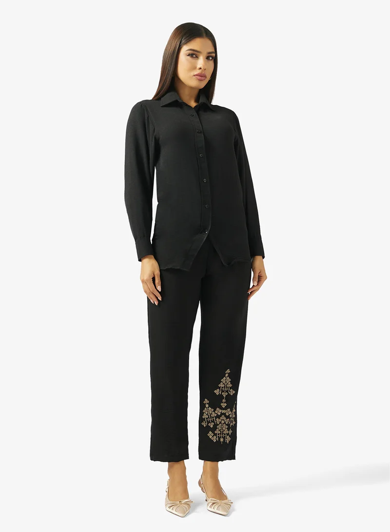 Embroidered Shirt & Pant Co-ord